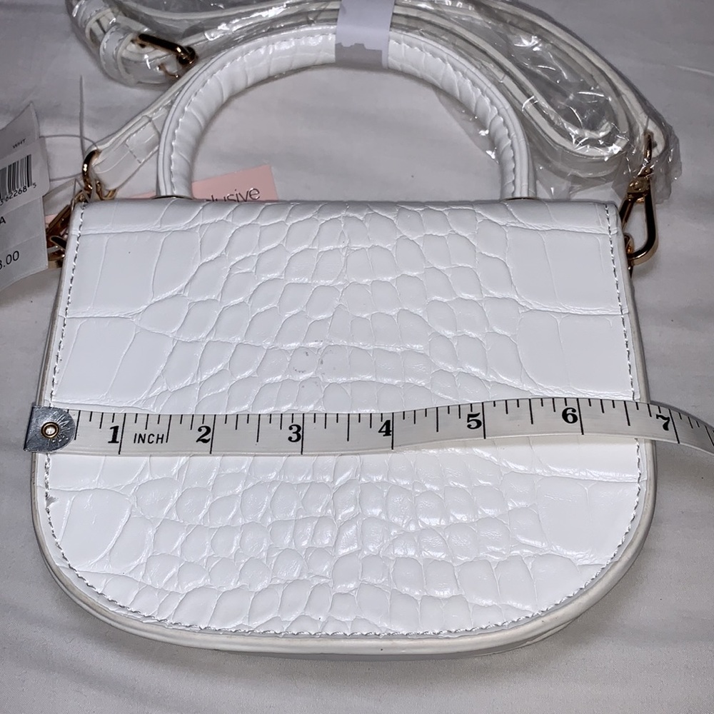 AQUA white croc-embossed small crossbody. Bloomingdale’s Exlusive - Picture 6 of 10